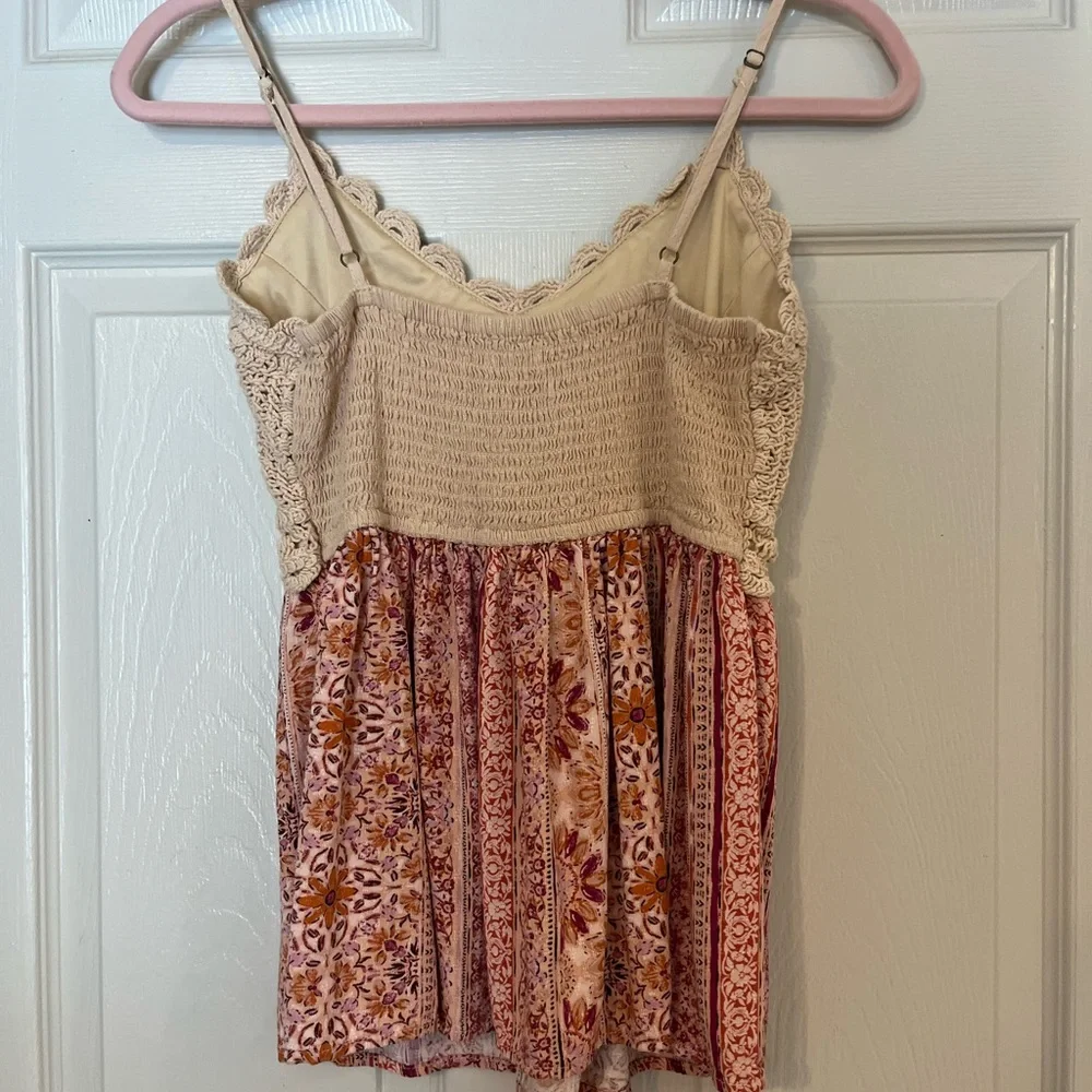 Maurice’s Boho Crochet Trim Floral Peplum Camisole Xsmall - Picture 4 of 4